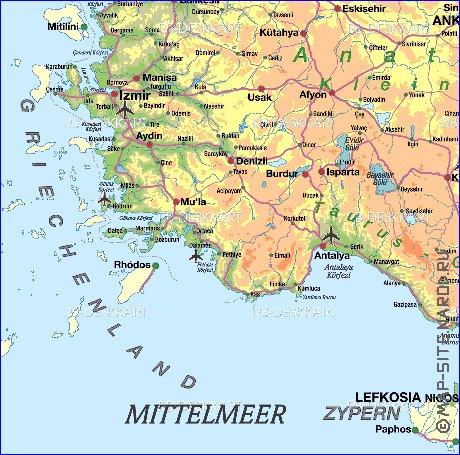carte de Turquie en allemand