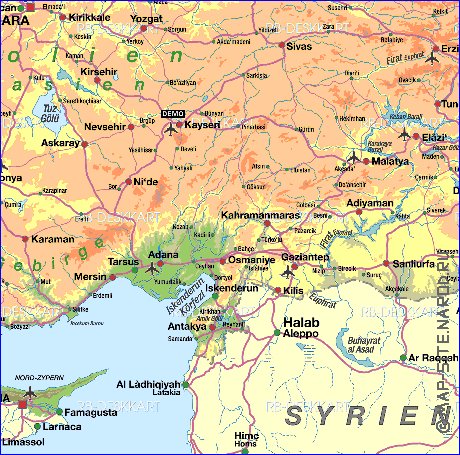 mapa de Turquia em alemao