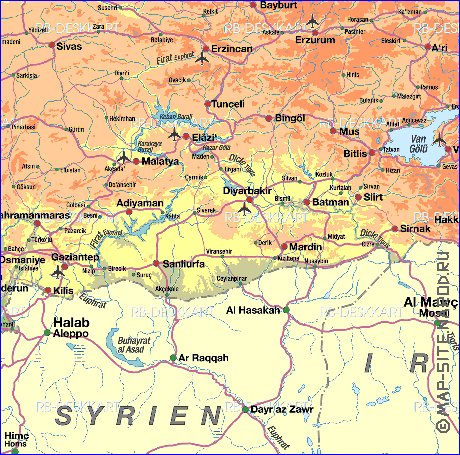 mapa de Turquia em alemao