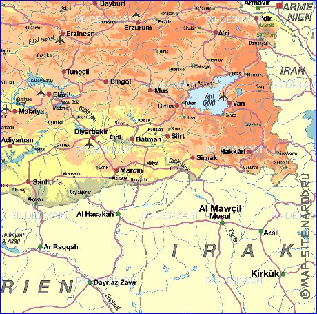 mapa de Turquia em alemao