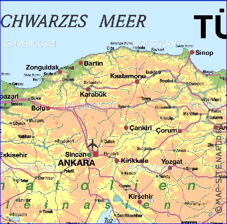 mapa de Turquia em alemao