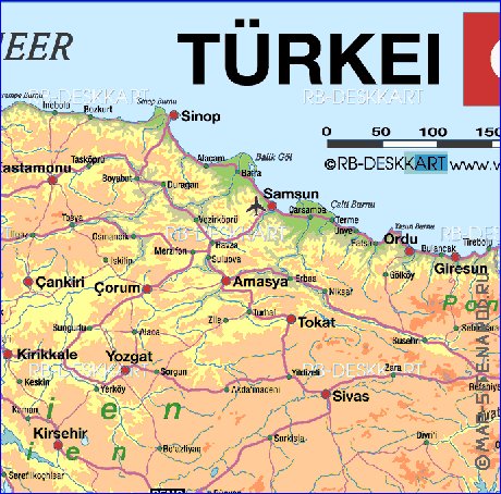 mapa de Turquia em alemao