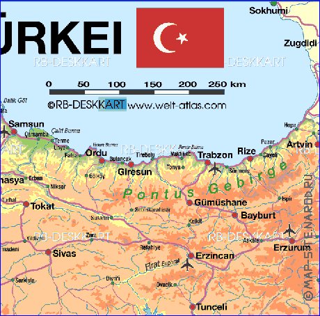 mapa de Turquia em alemao