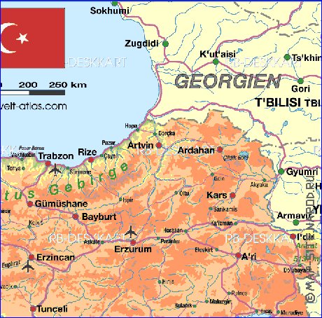 mapa de Turquia em alemao