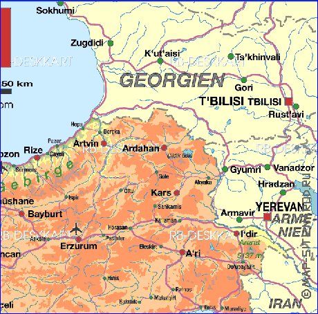 mapa de Turquia em alemao