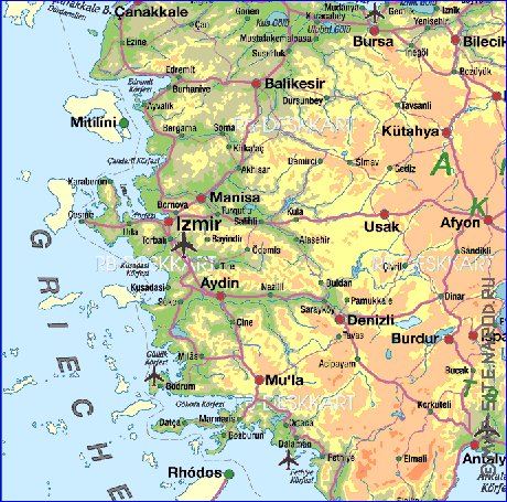 mapa de Turquia em alemao