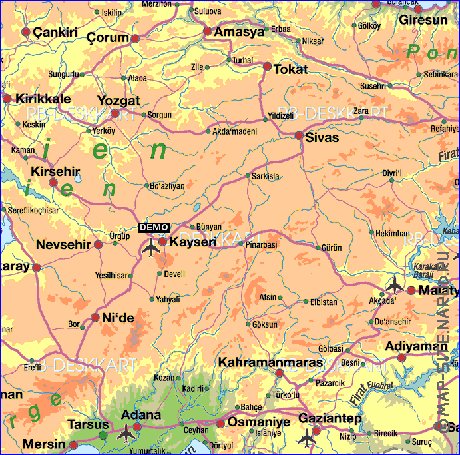 mapa de Turquia em alemao