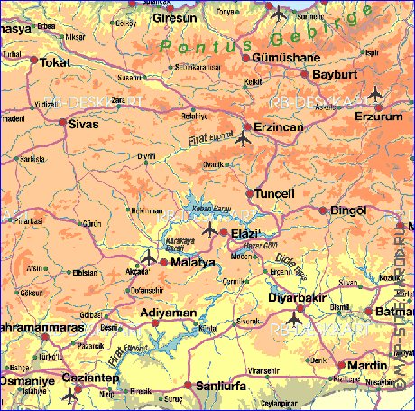 mapa de Turquia em alemao