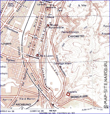 carte de Turin en italien