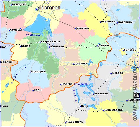 Administrativa mapa de Oblast de Tver