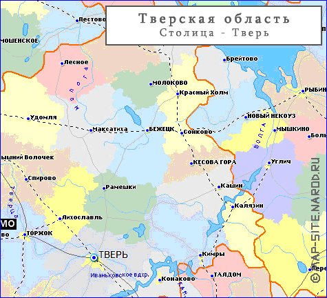 Administratives carte de Oblast de Tver