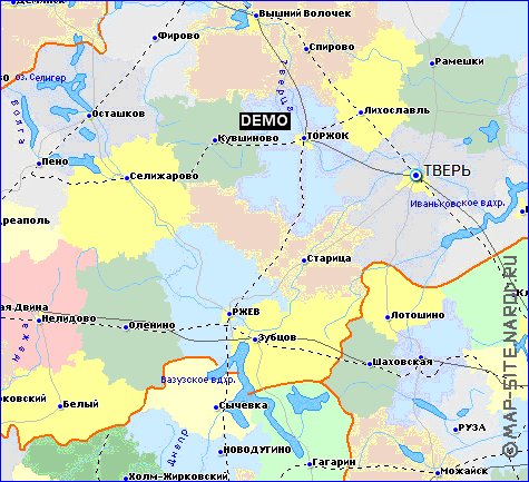 Administratives carte de Oblast de Tver