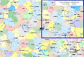 Administrativa mapa de Oblast de Tver