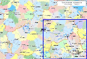 Administratives carte de Oblast de Tver